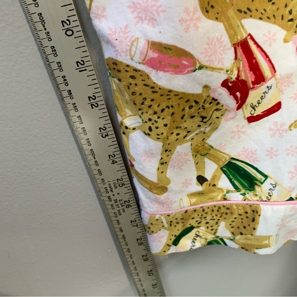 8 Oak Lane holiday leopard with Santa hat and champagne pajamas pant set. Size M - Picture 12 of 14